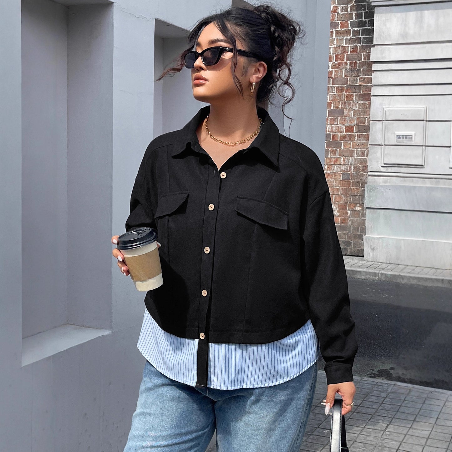 Short-Length Patchwork Striped Jackets