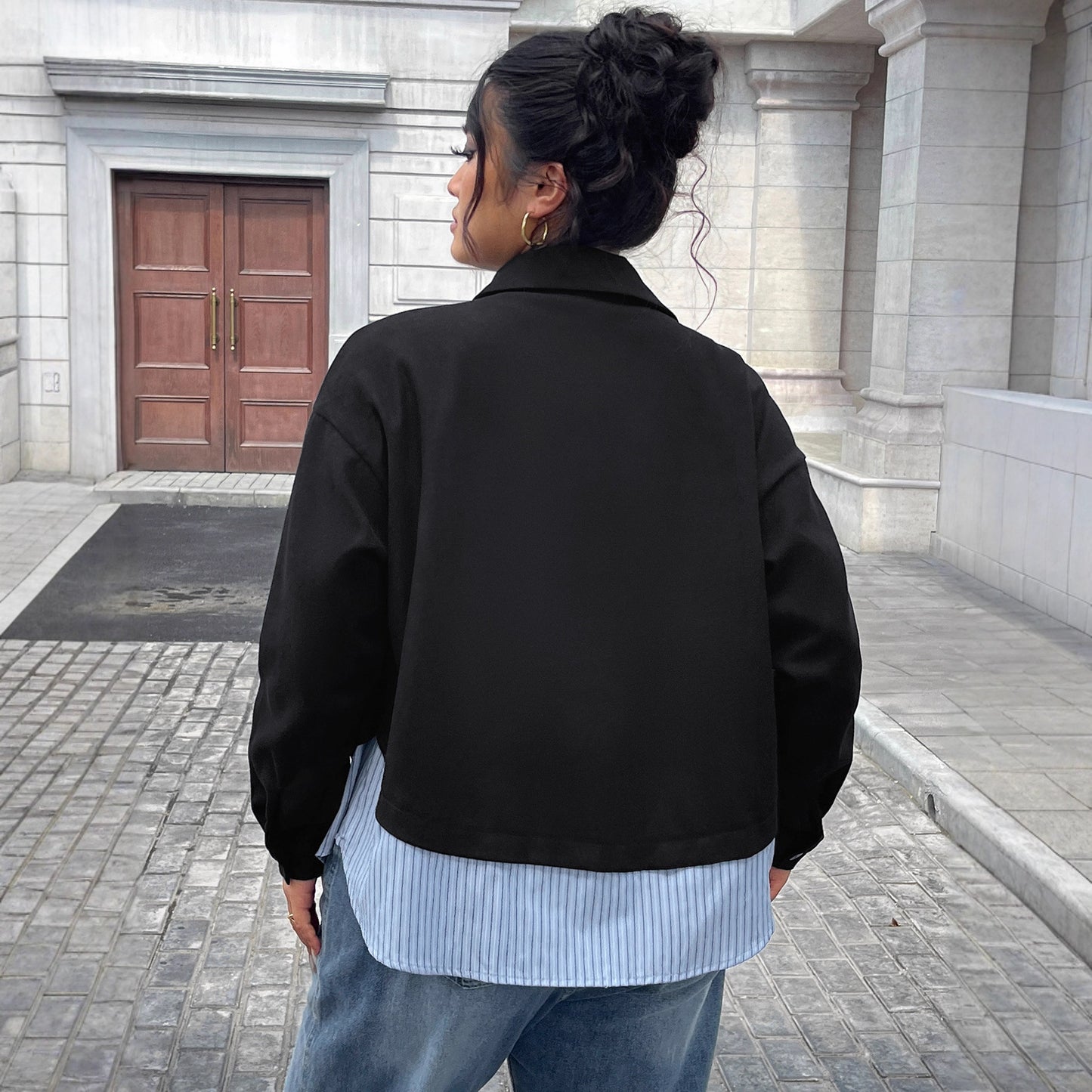 Short-Length Patchwork Striped Jackets