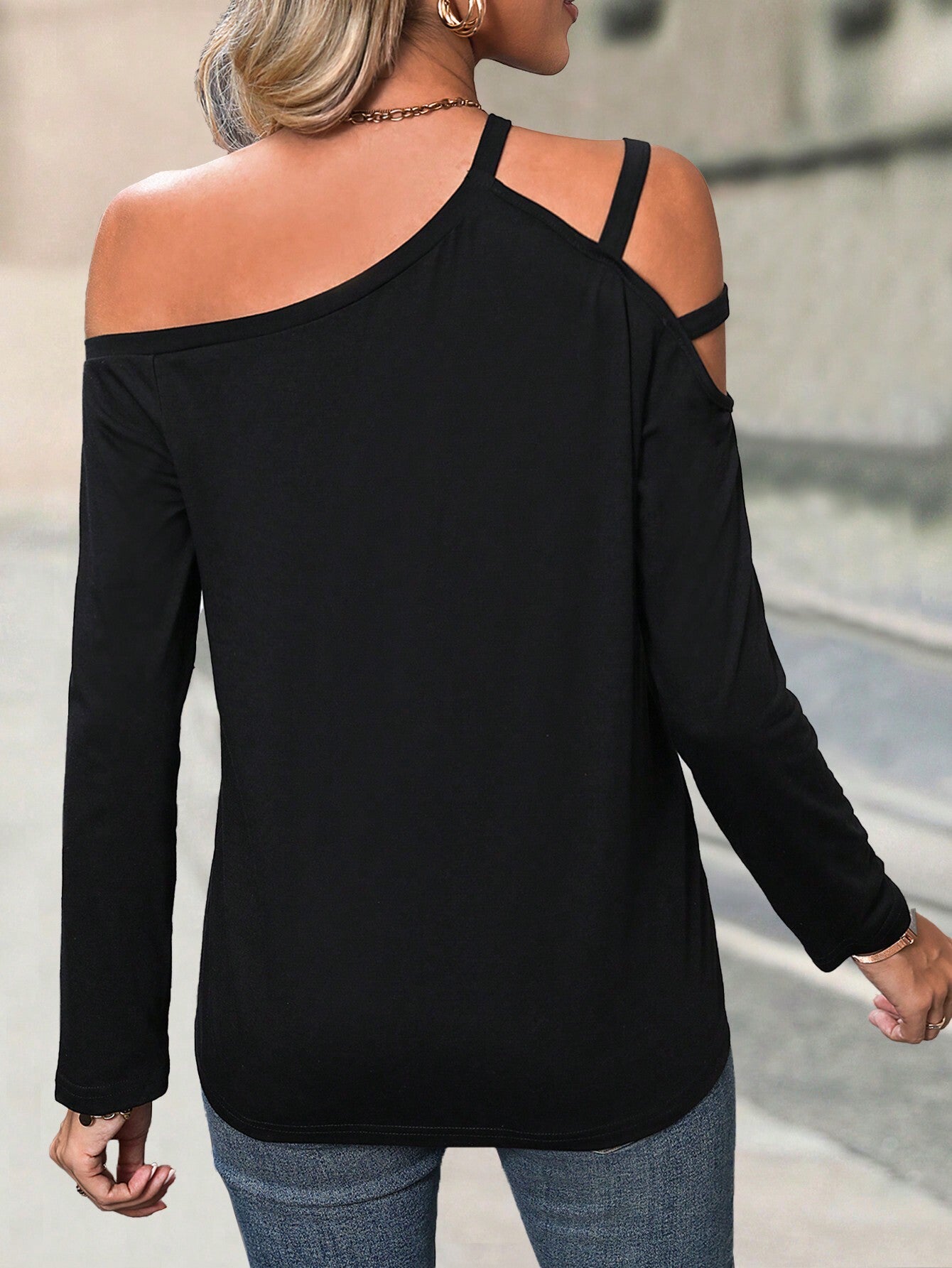 Slanted Neckline Off-the-Shoulder Shirts