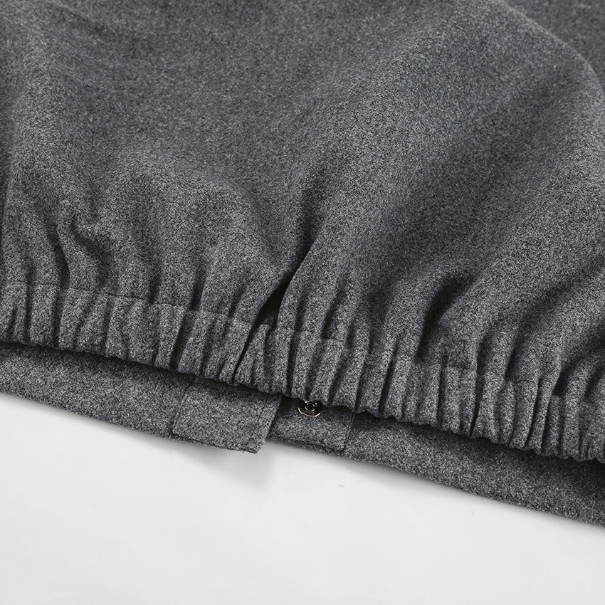 Gray Stand-up Collar Wool Jackets