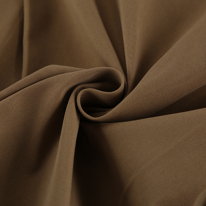 Khaki Lapel Single-Breasted Jackets