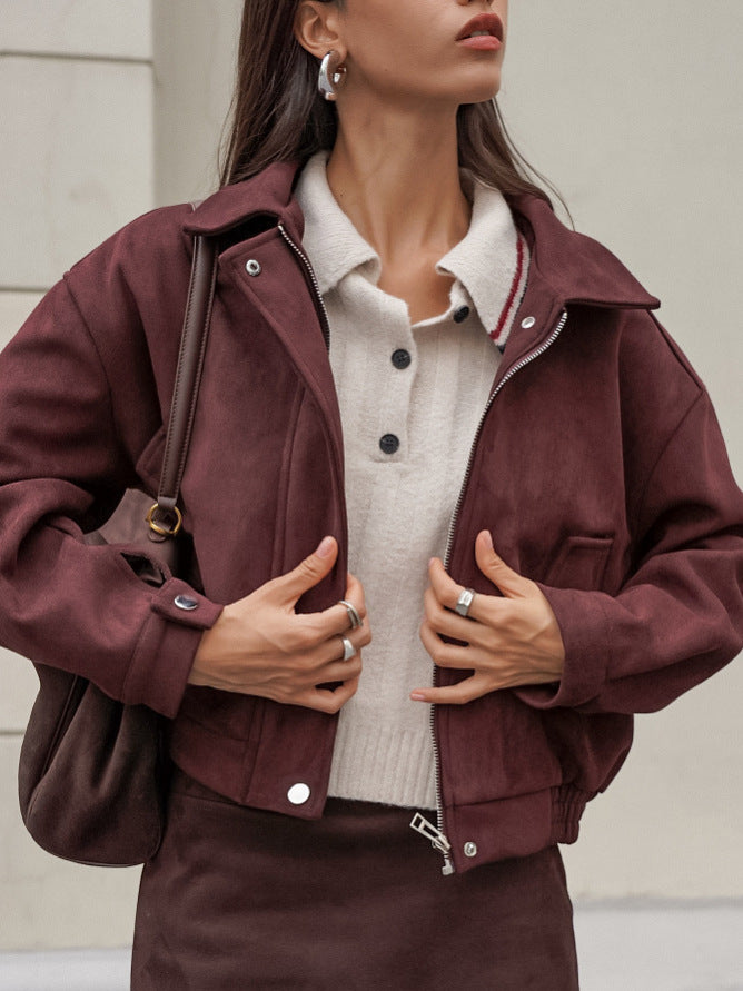 Brown Suede Lapel Jackets