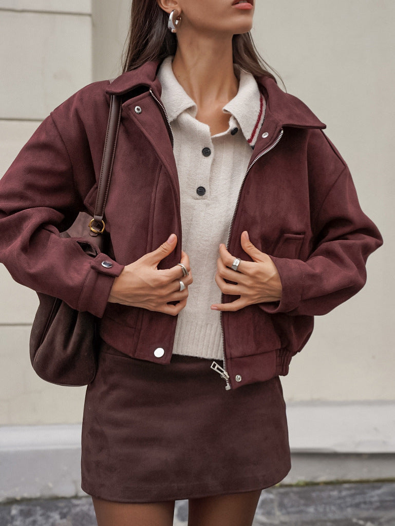 Brown Suede Lapel Jackets