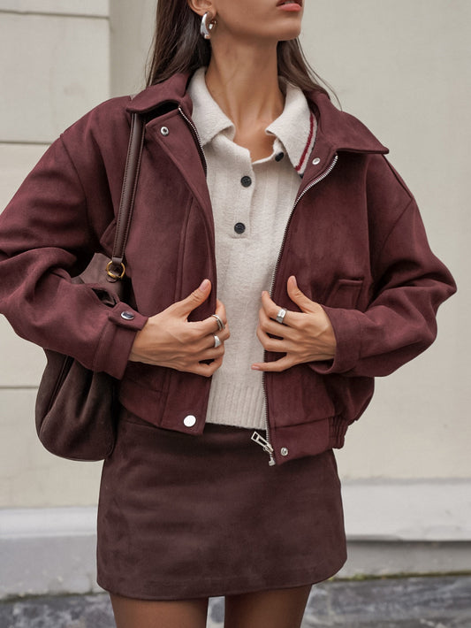 Brown Suede Lapel Jackets
