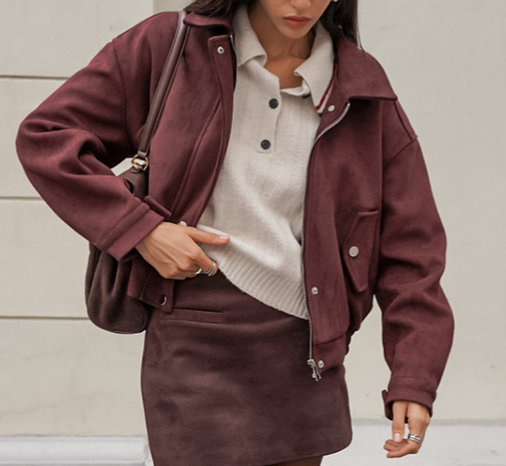 Brown Suede Lapel Jackets