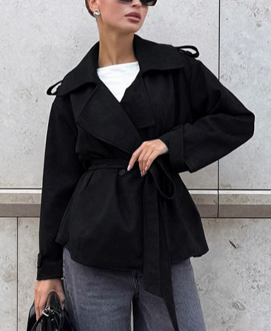 Bow-Tie Suede Trench Coats