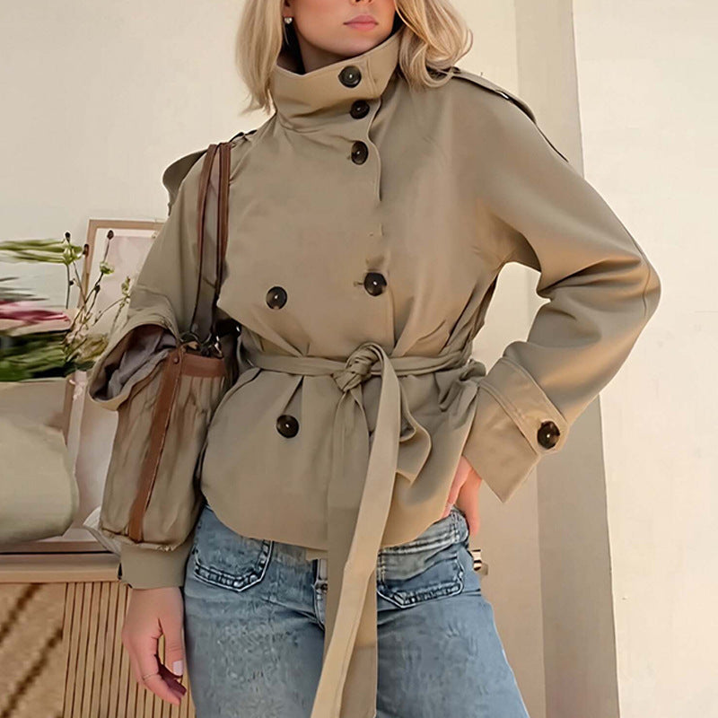 Double-breasted Lace-up Trench Coats