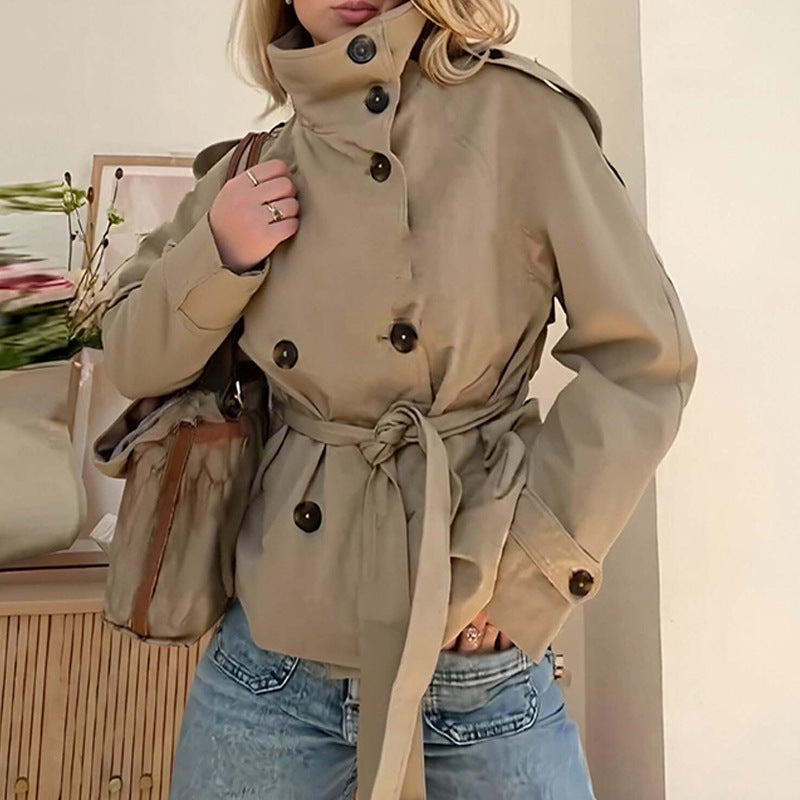 Double-breasted Lace-up Trench Coats