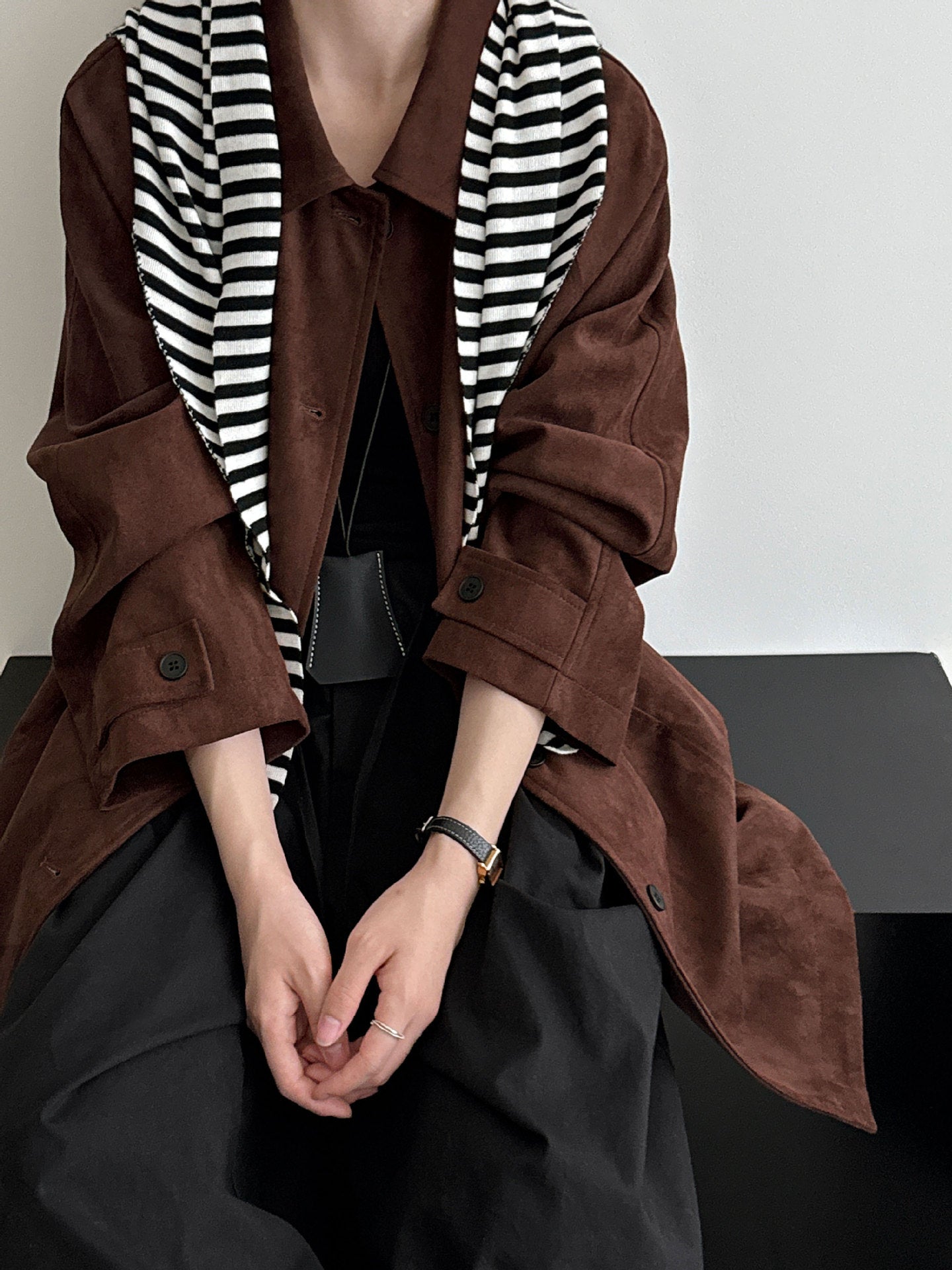 Suede Lapel Loose Mid-length Jackets