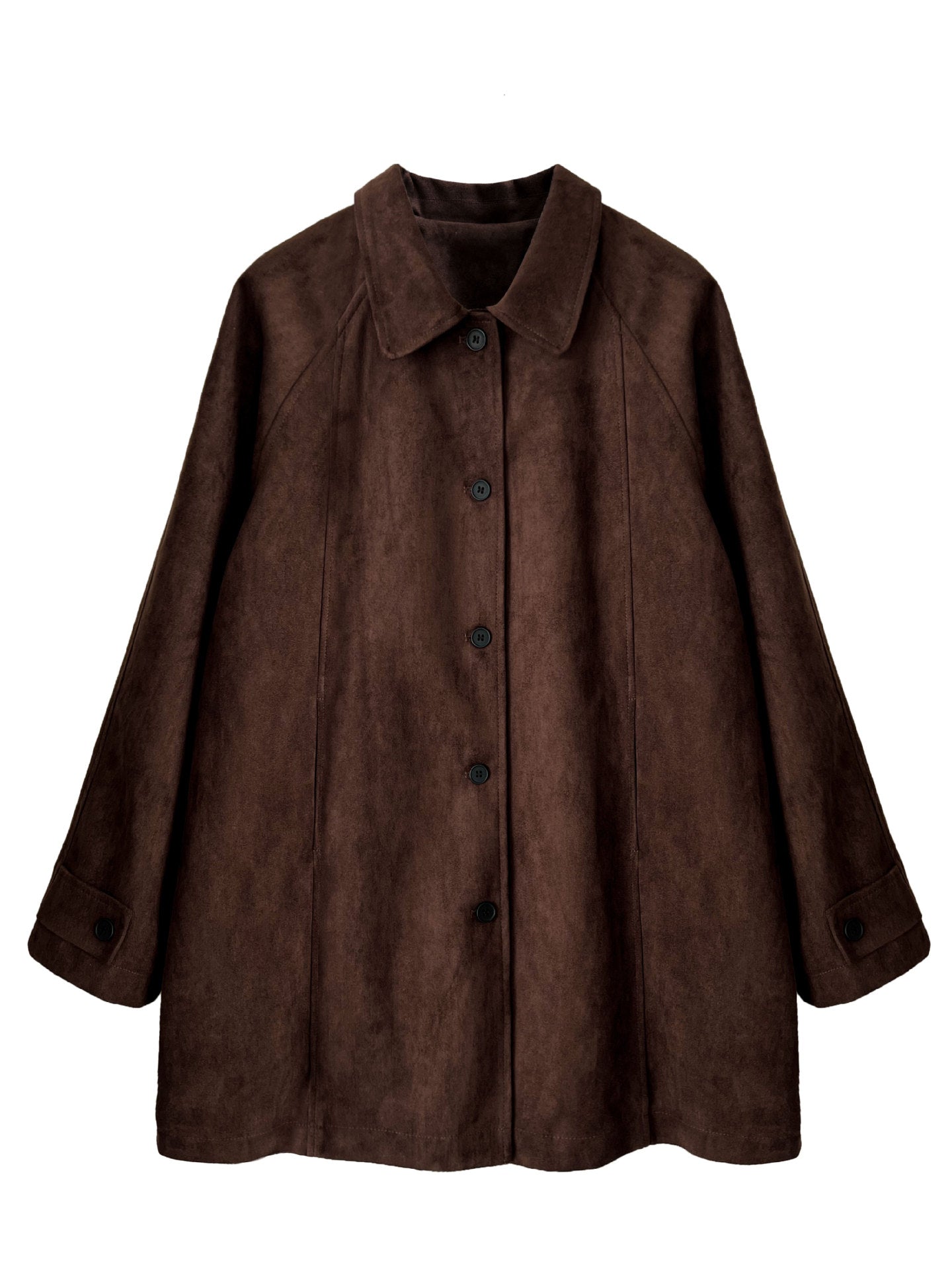 Suede Lapel Loose Mid-length Jackets