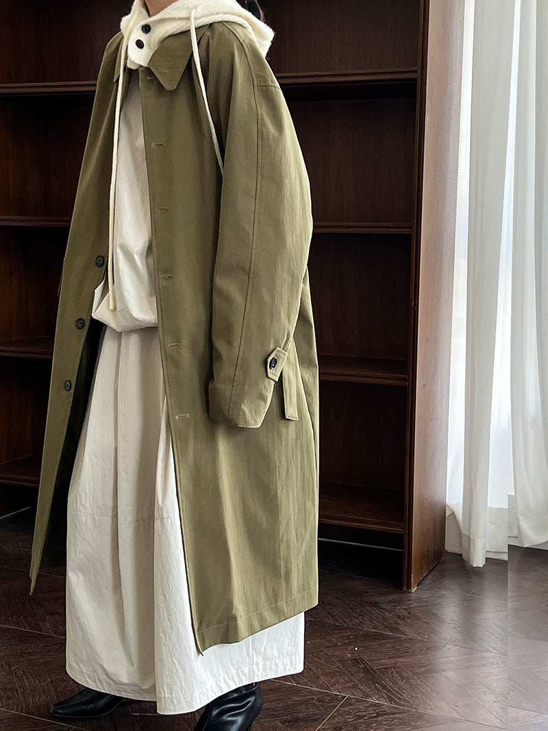 Patchwork Check Collar Mid-Length Trench Coats