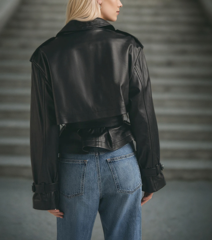 Leather Waist-Defining Short Jackets