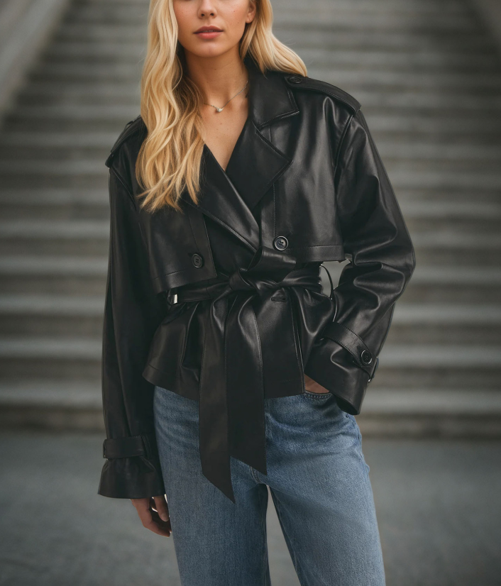 Leather Waist-Defining Short Jackets