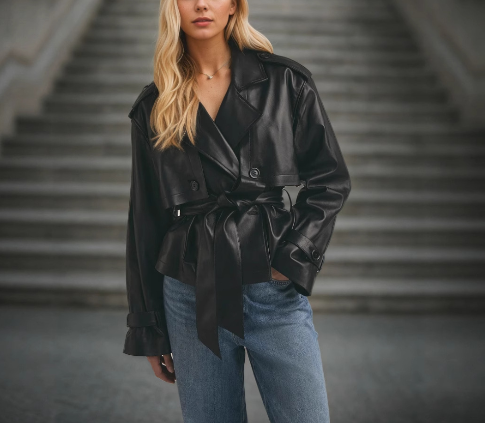 Leather Waist-Defining Short Jackets