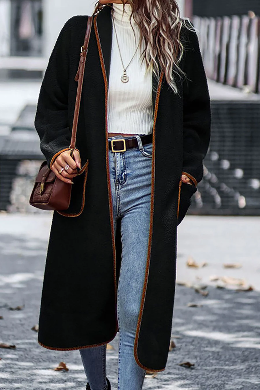 Lapel Pocketed Plush Cardigans