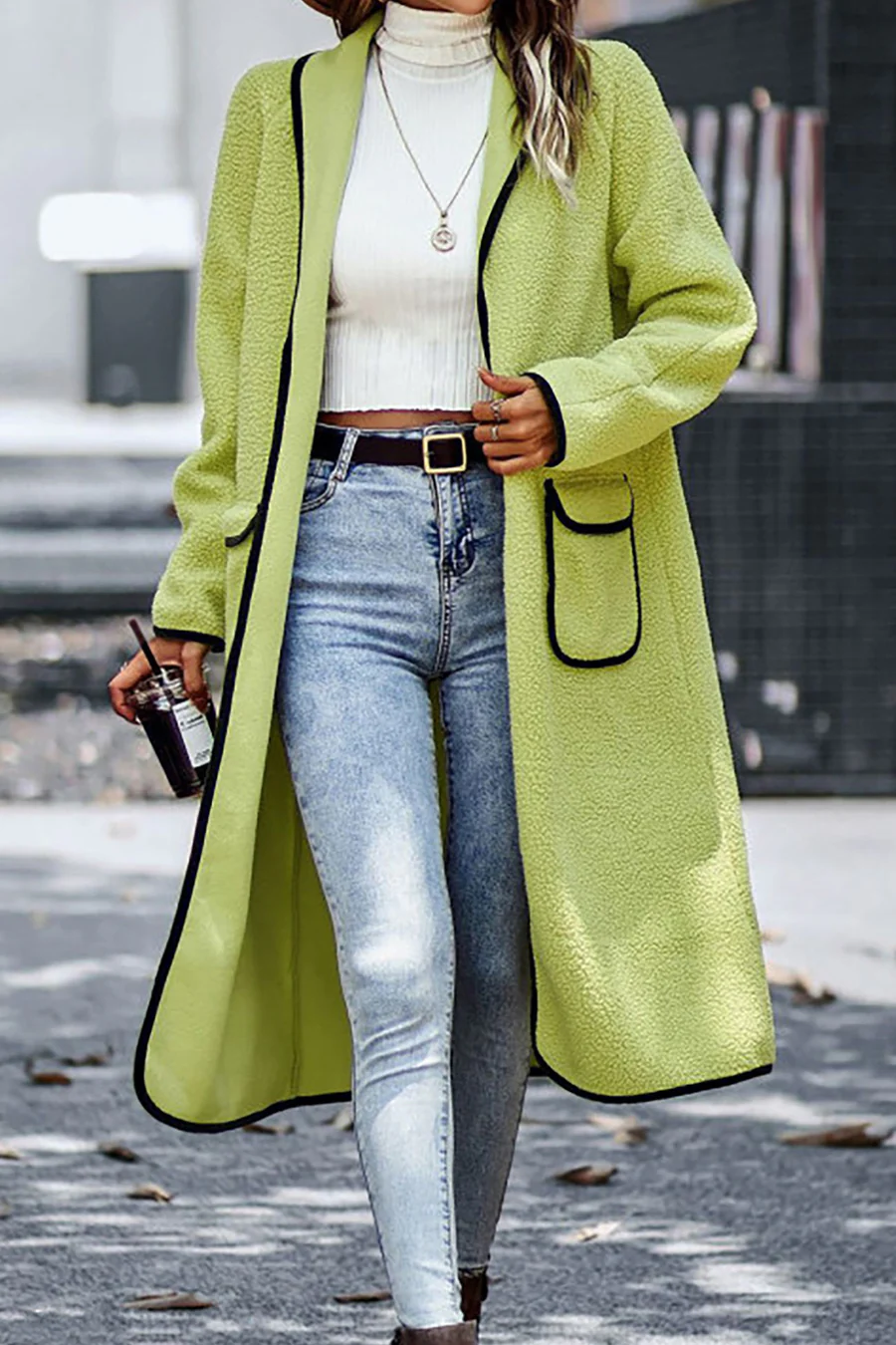 Lapel Pocketed Plush Cardigans