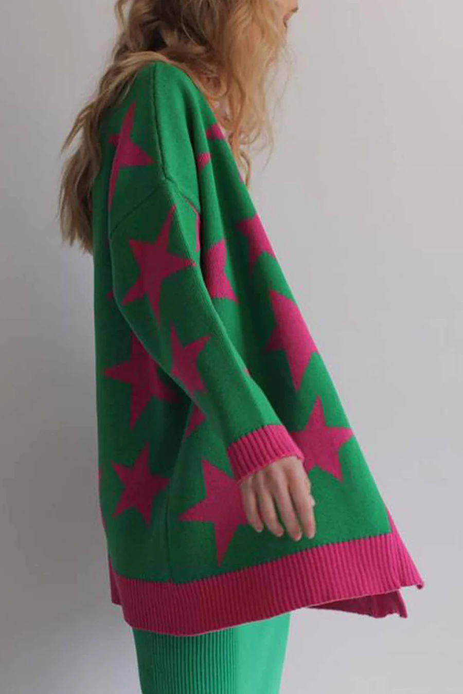 Contrast Star Knitted Button Up Cardigans