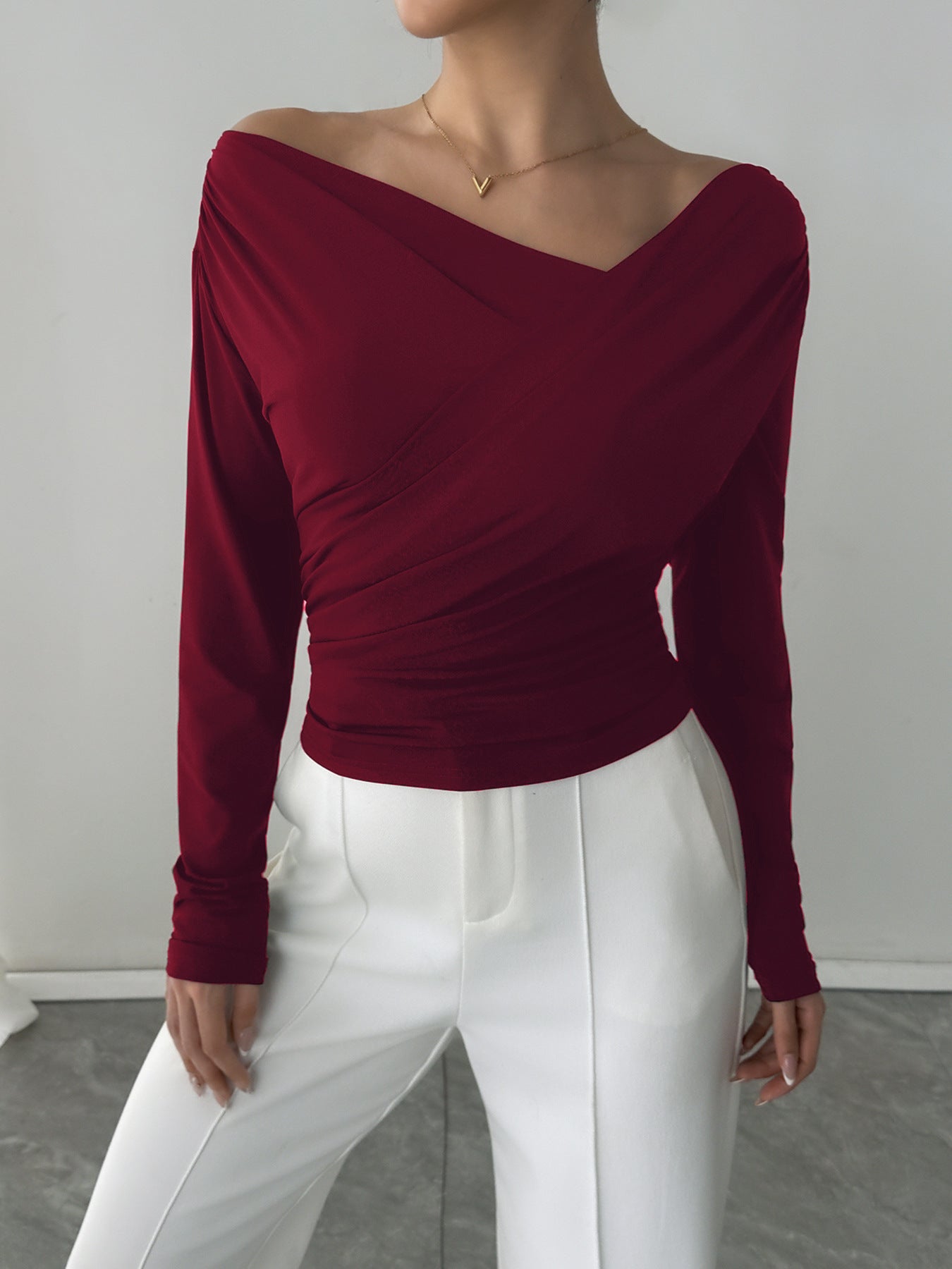 Solid-Color Off-Shoulder Shirts