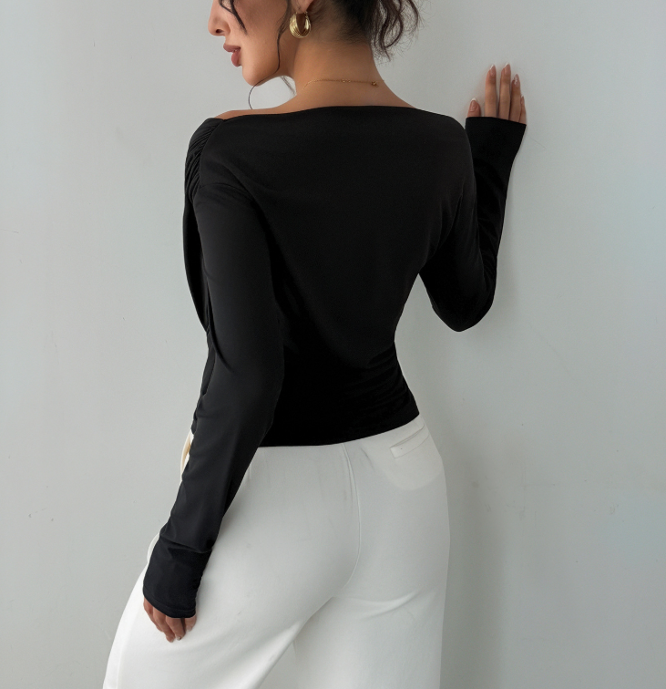 Solid-Color Off-Shoulder Shirts