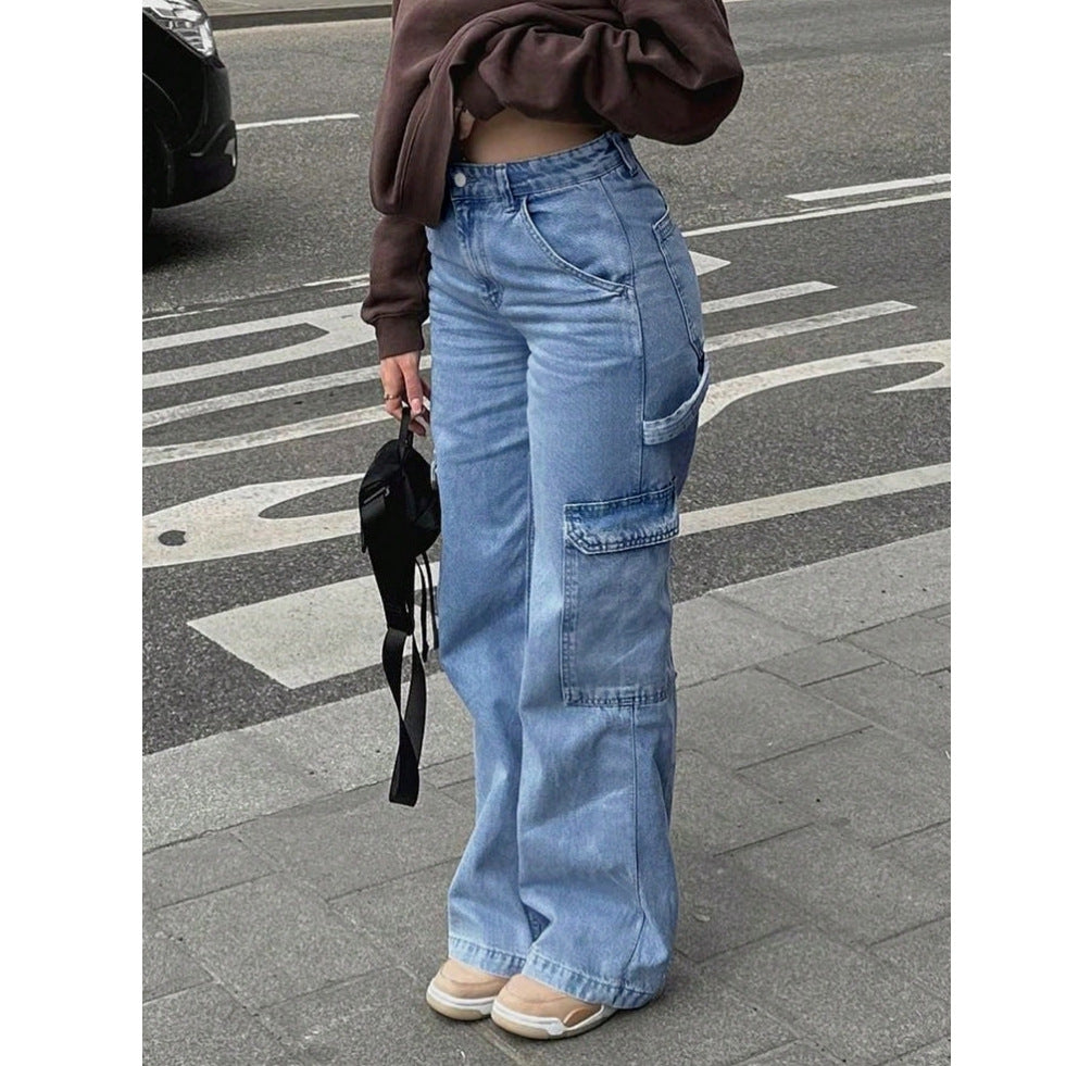 High-Waisted Stretch Multi-Pocket Denim Pants