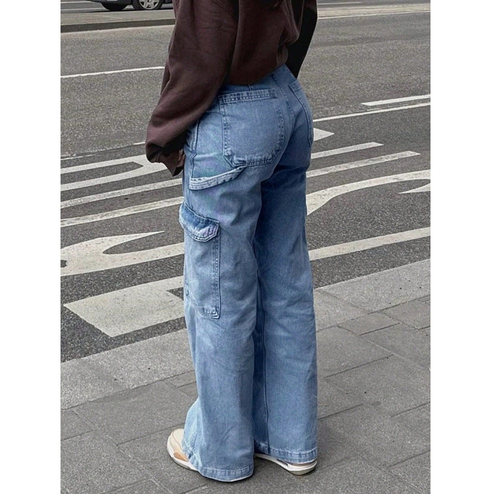 High-Waisted Stretch Multi-Pocket Denim Pants