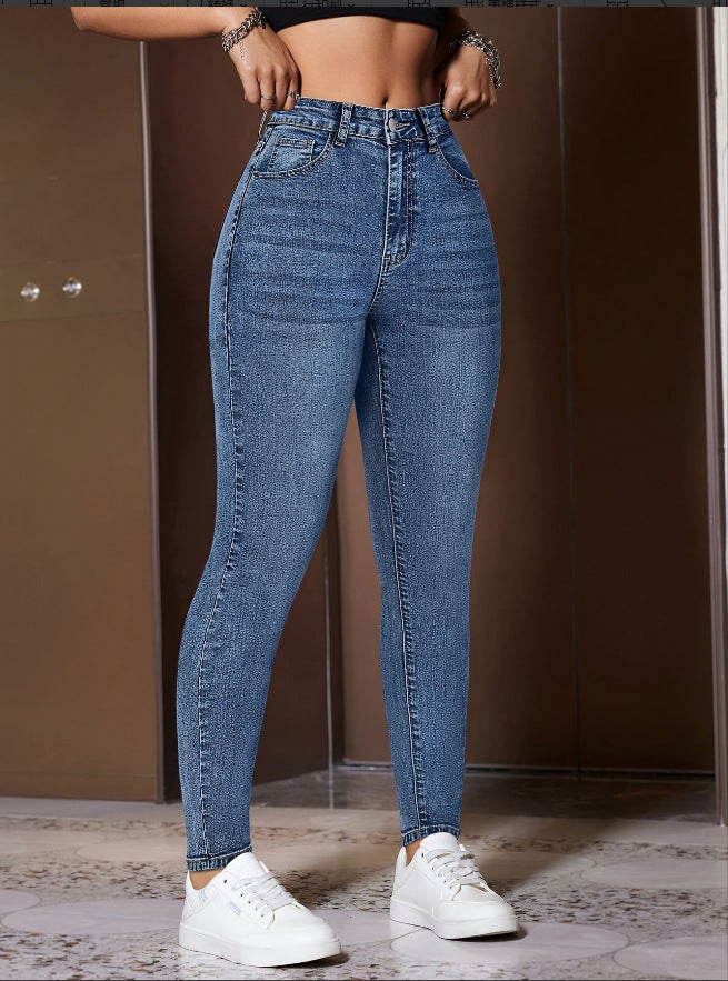 Pure-Color Stretch Jeans