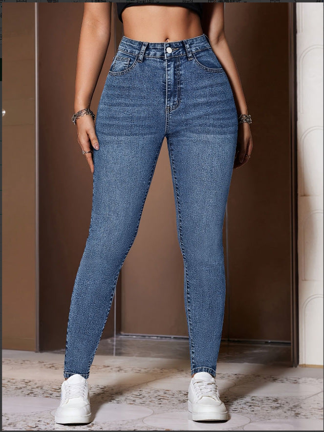 Pure-Color Stretch Jeans