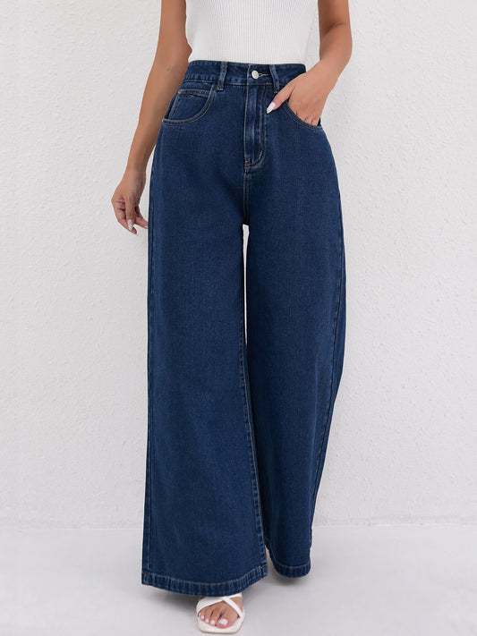 Dark Wide-Leg Jeans