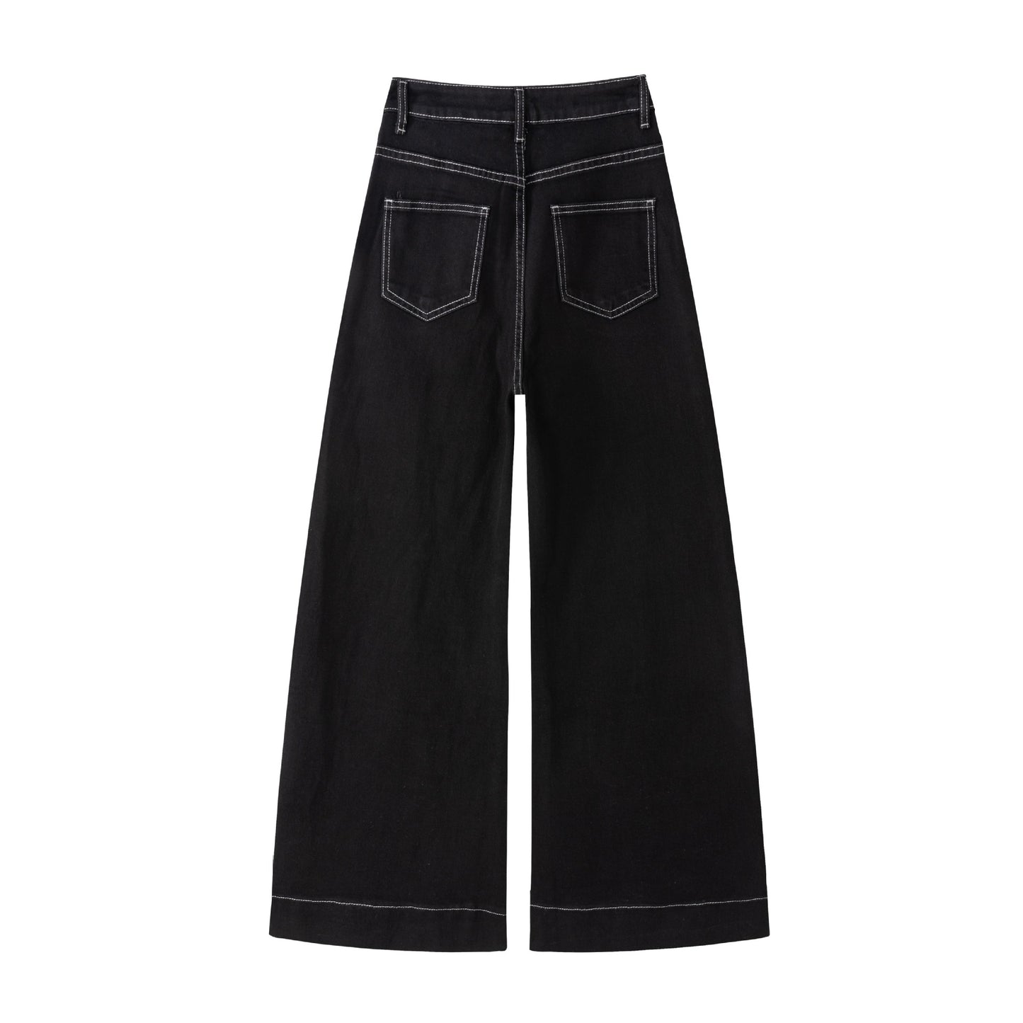 Black Stretch Flared Wide-Leg Jeans