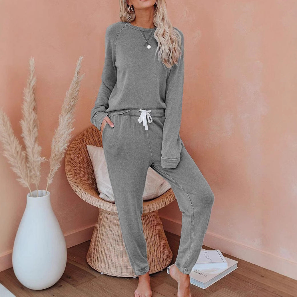 Solid Color Raglan Sleeve Casual Sets