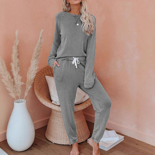 Solid Color Raglan Sleeve Casual Sets