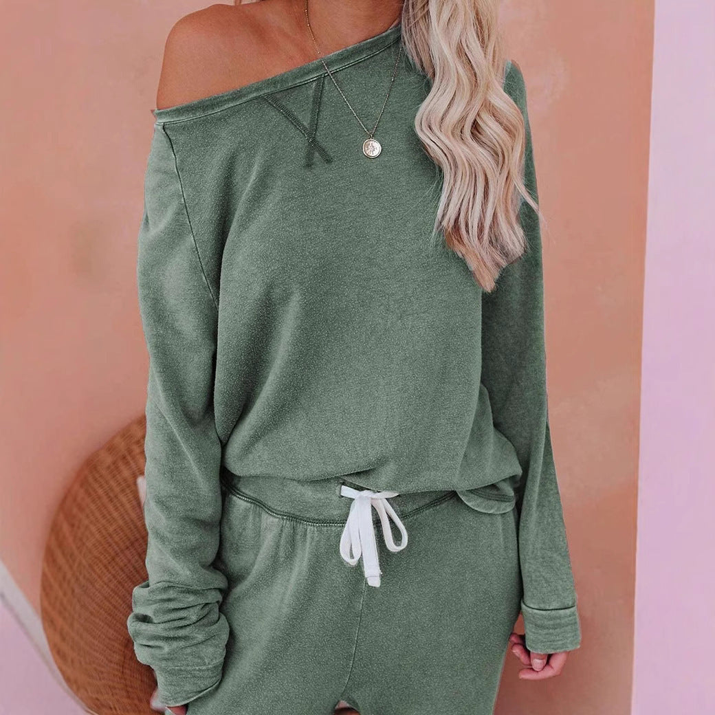 Solid Color Raglan Sleeve Casual Sets