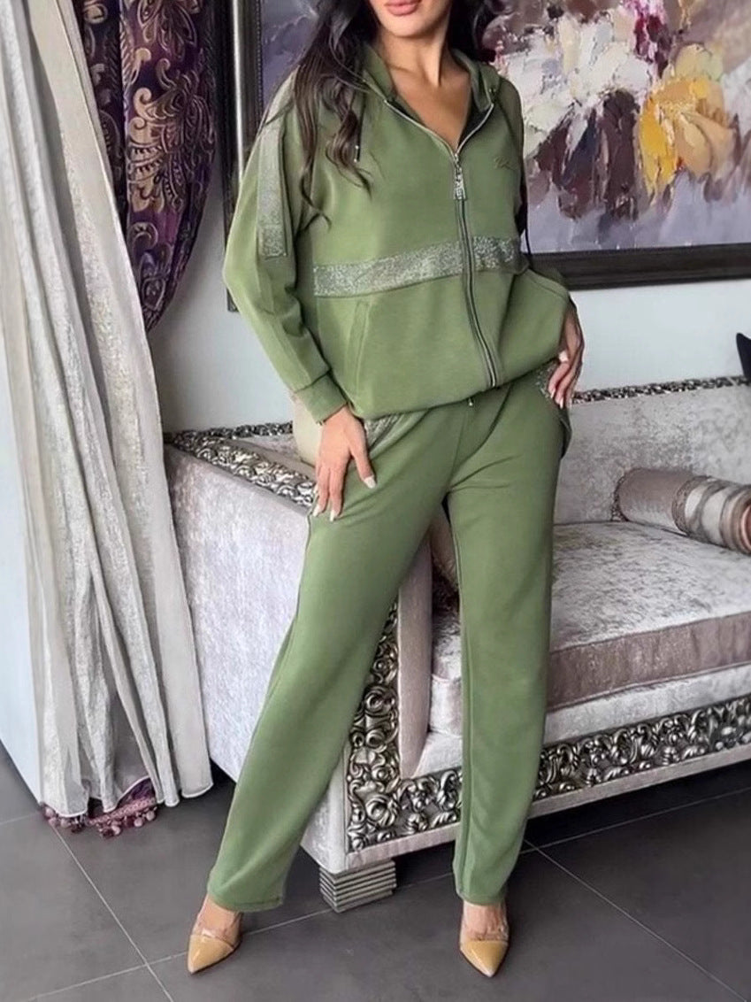 Solid-Color Rhinestone Zipper Sets