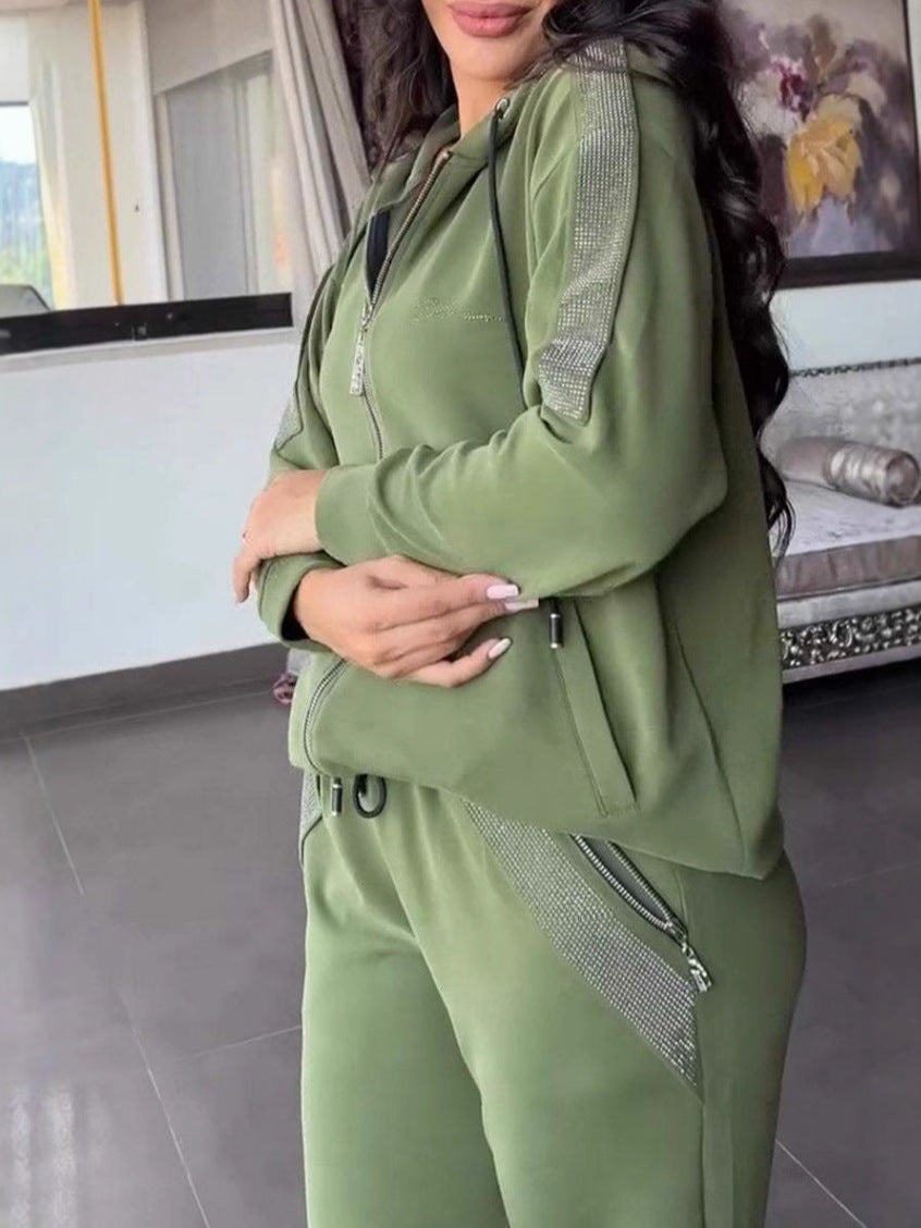 Solid-Color Rhinestone Zipper Sets