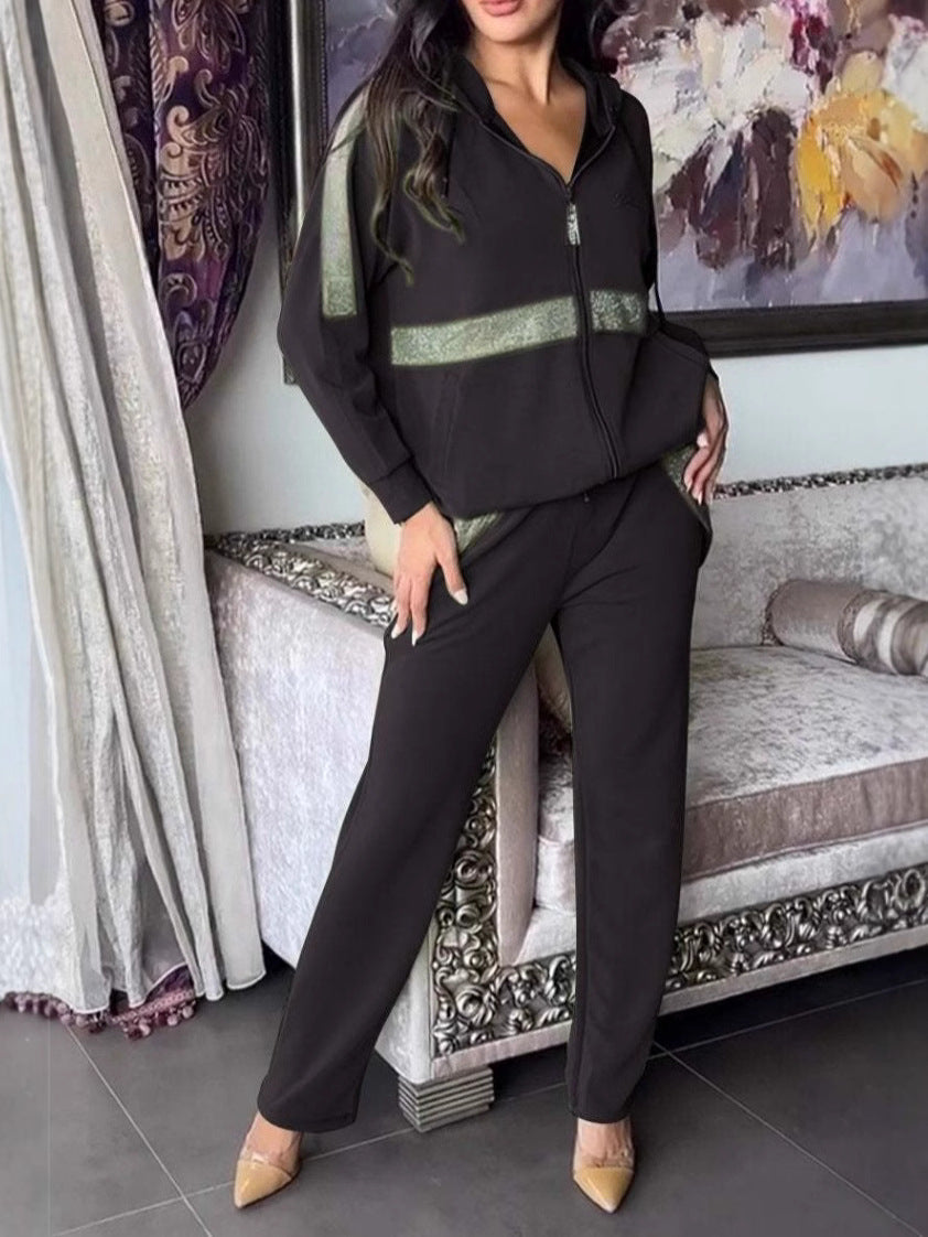 Solid-Color Rhinestone Zipper Sets