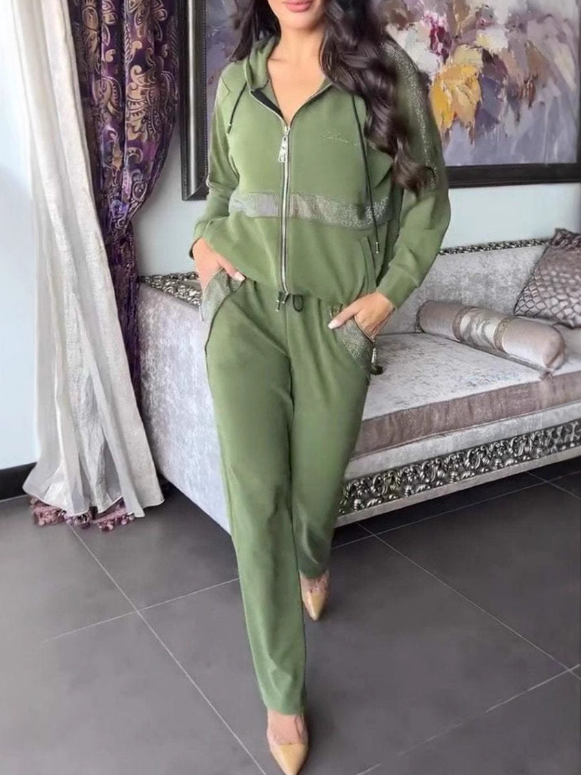 Solid-Color Rhinestone Zipper Sets