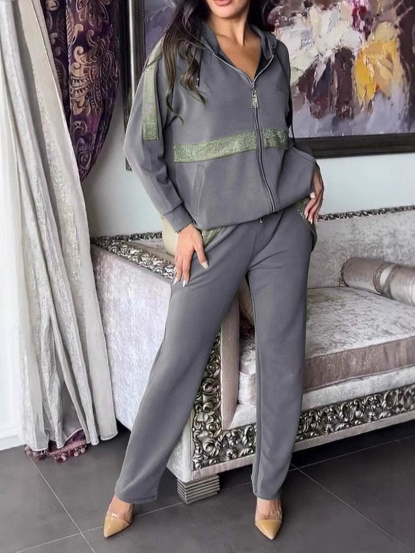 Solid-Color Rhinestone Zipper Sets