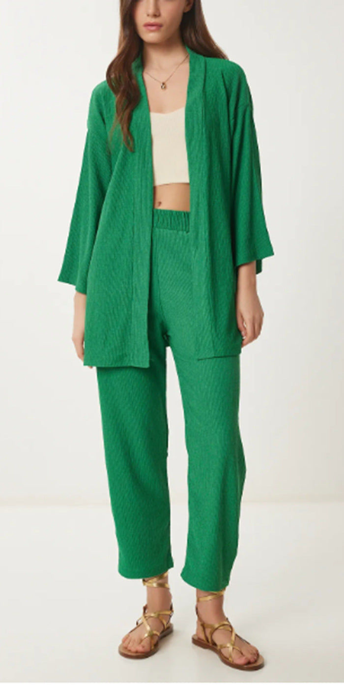 Solid-Color Cardigan Two-Piece Sets