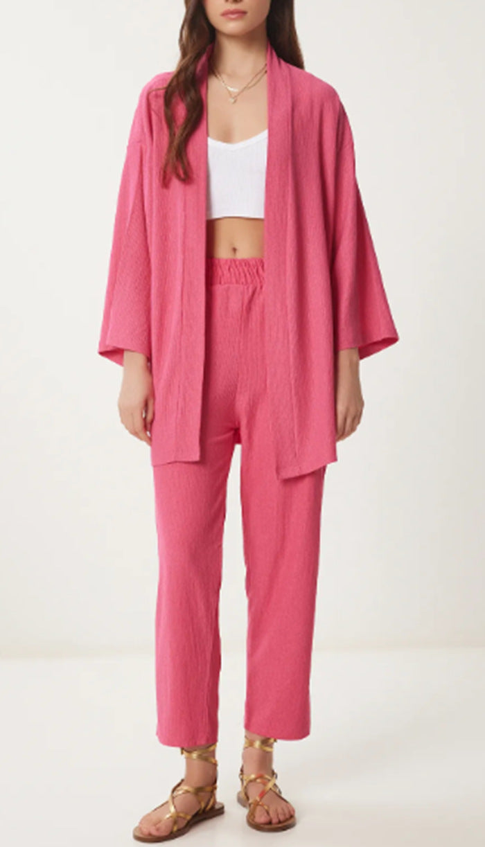 Solid-Color Cardigan Two-Piece Sets