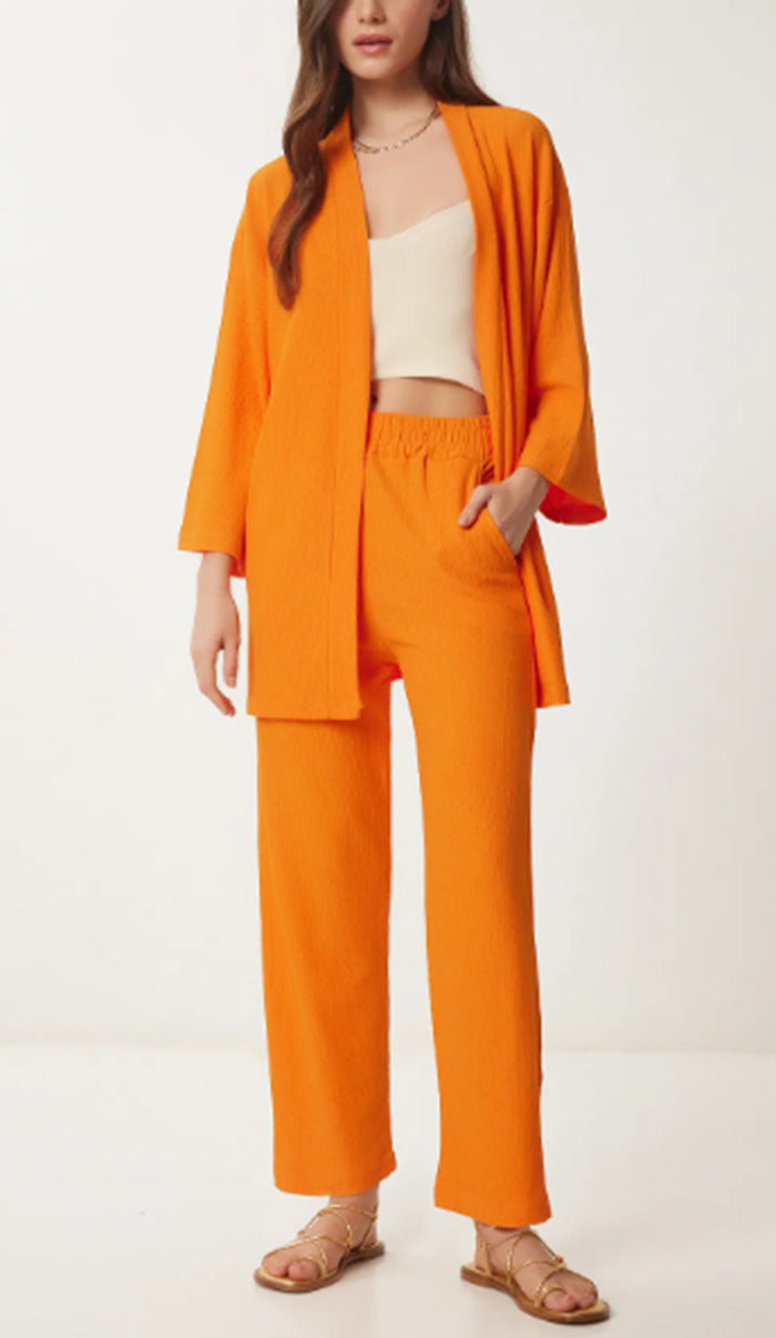 Solid-Color Cardigan Two-Piece Sets