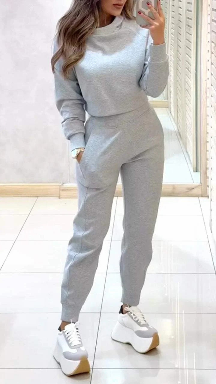 High-Neck Long-Sleeve Casual Sets