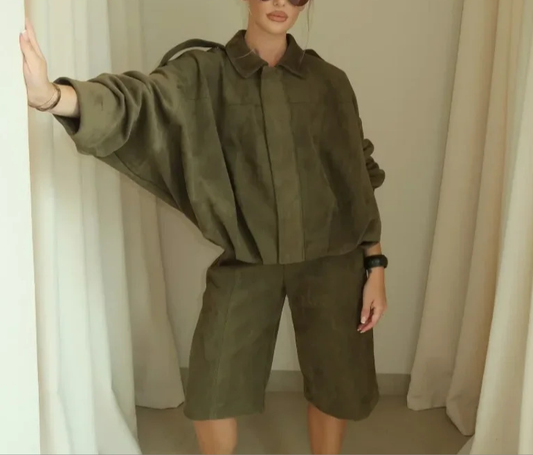 Batwing Sleeve Zipper Casual Jackets