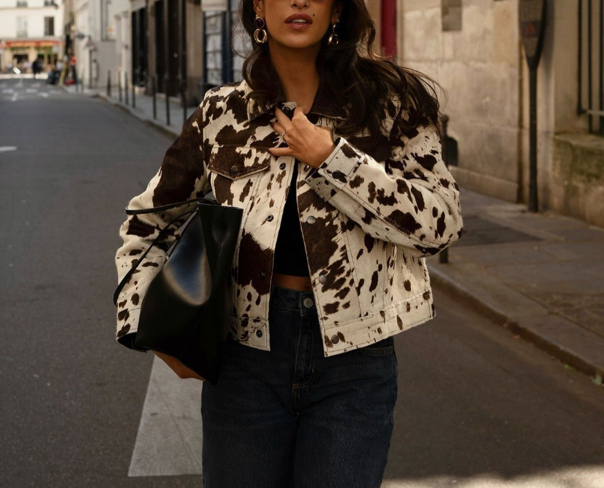 Casual Contrast-Color Printed Wool Jackets