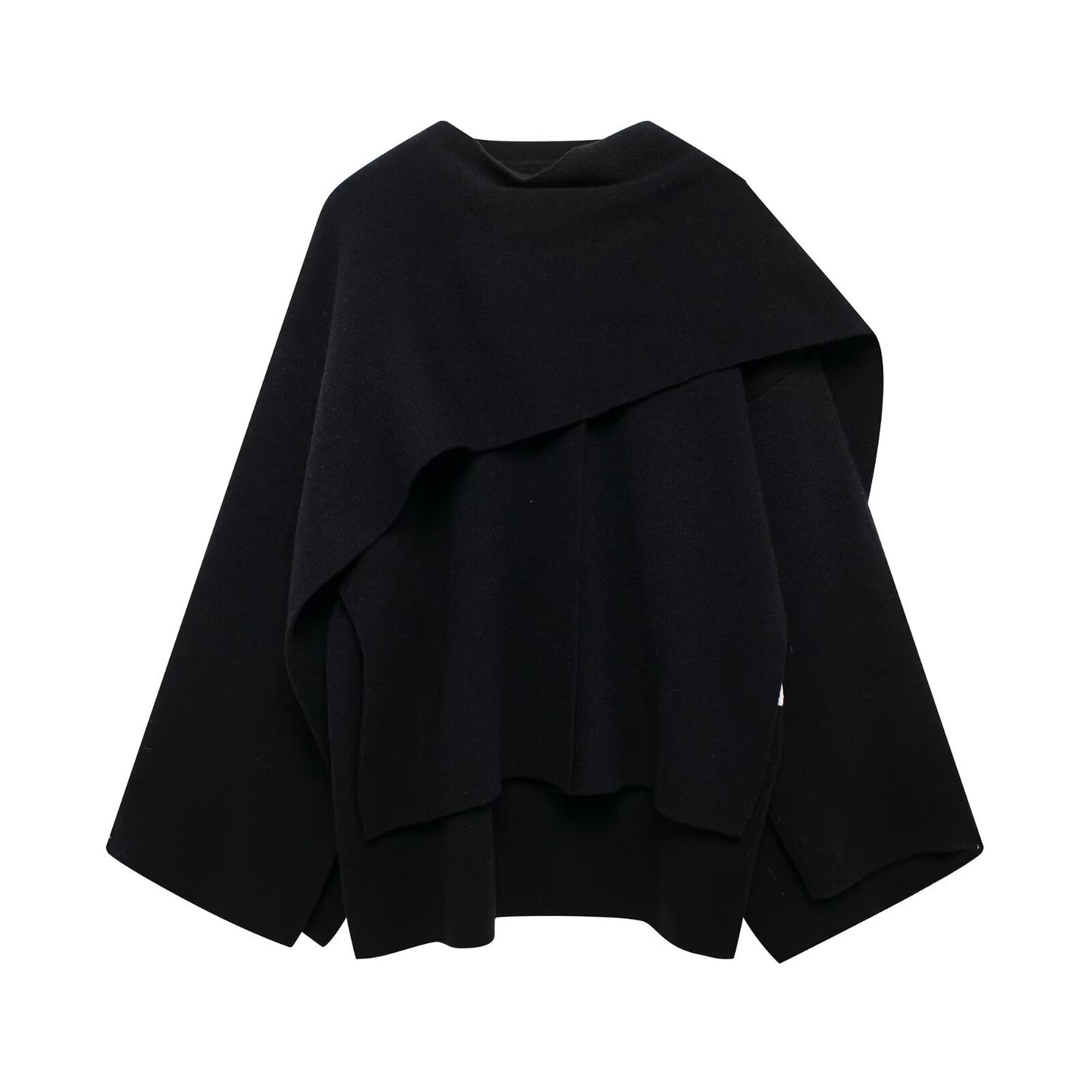 Asymmetrical Scarf Short Knit Coats Jackets