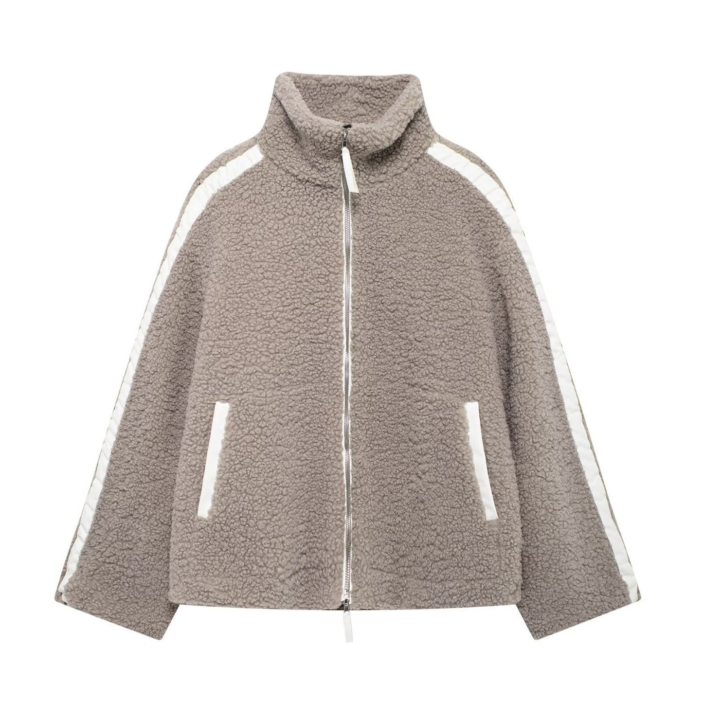 Loose Stand Collar Double-Zip Jackets