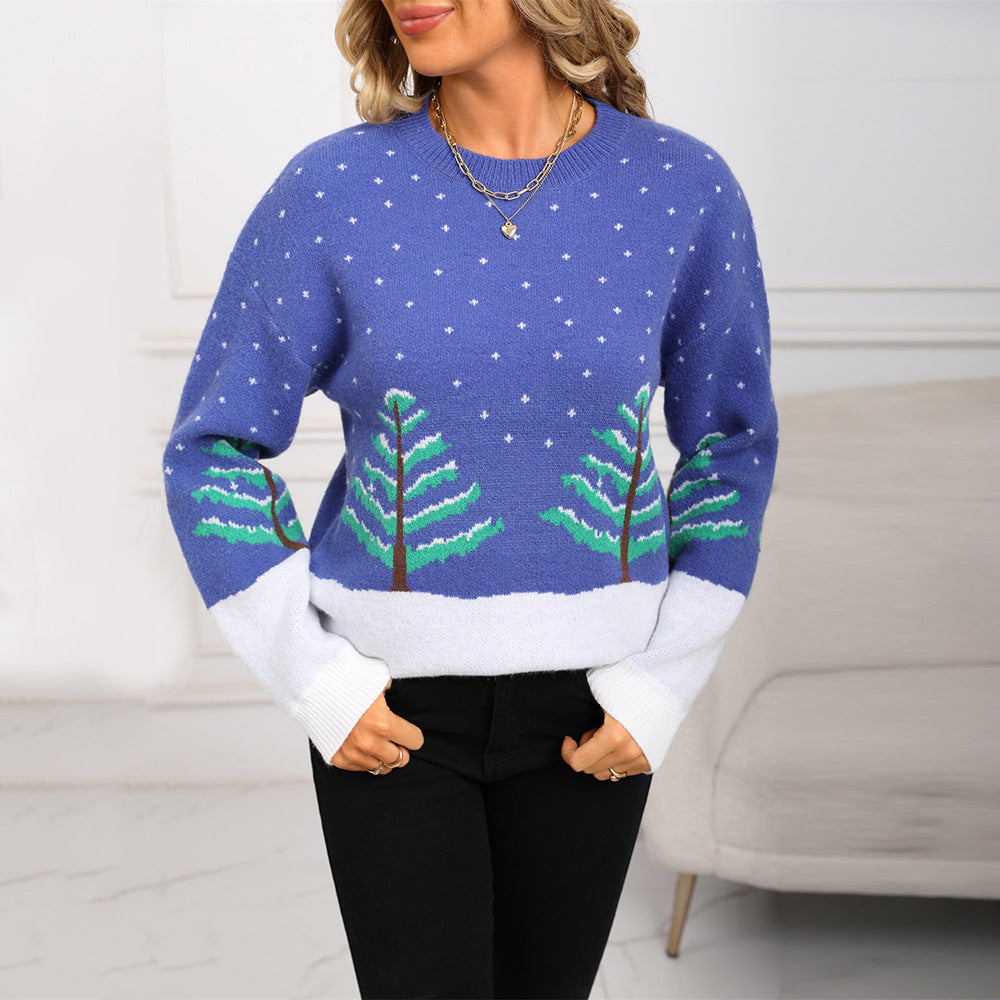Blue New Year Christmas Tree Sweaters