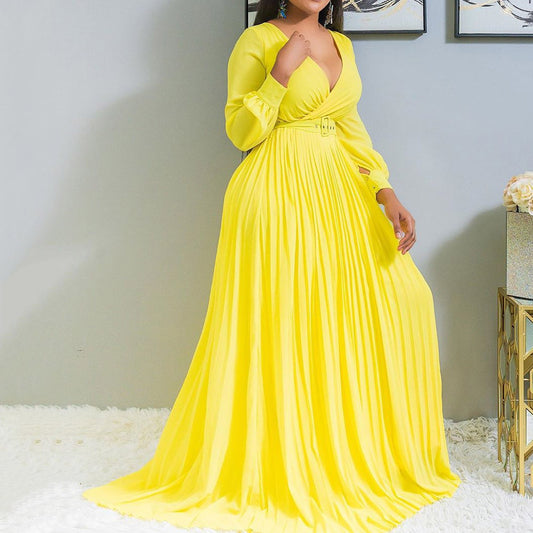 Cross-front Pleated Dresses