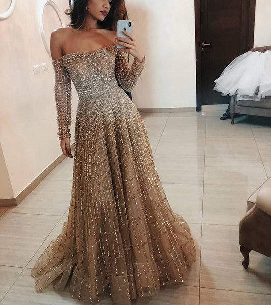 One-Shoulder Long-Sleeve Strapless Dresses