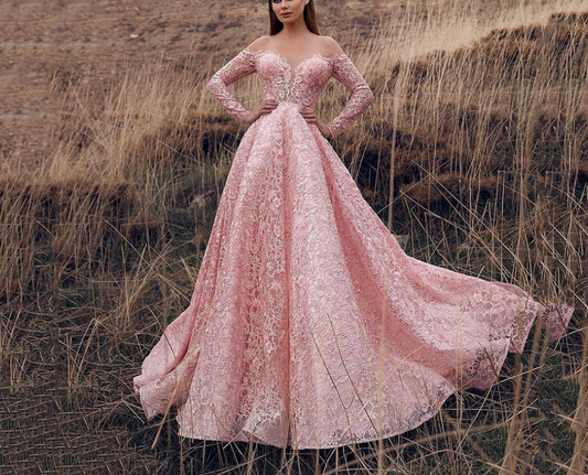 Openwork Lace Embroidered Off-the-Shoulder Dresses