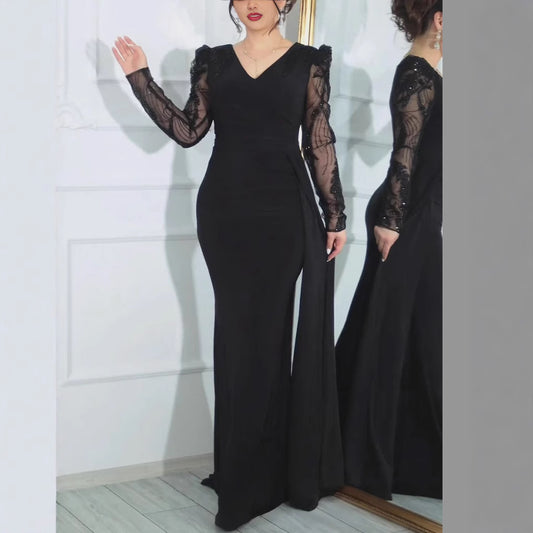 Solid-Color Long-Sleeve Dresses